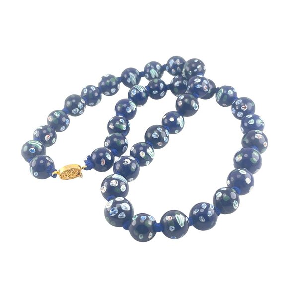 Millefiori Glass Beaded Necklace With Gold-Tone Clasp Statement Elegant - Picture 4 of 10